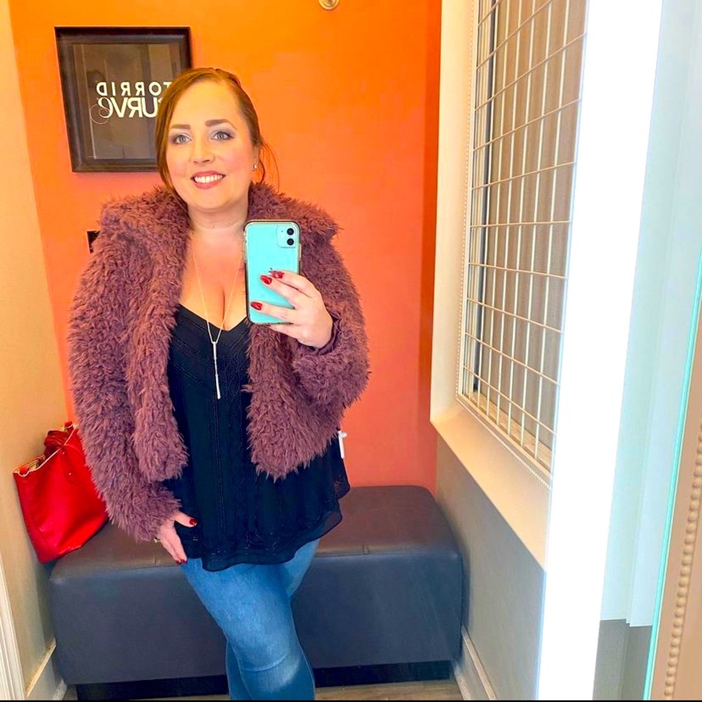 Torrid ROSE BROWN FAUX FUR OPEN FRONT CROP JACKET